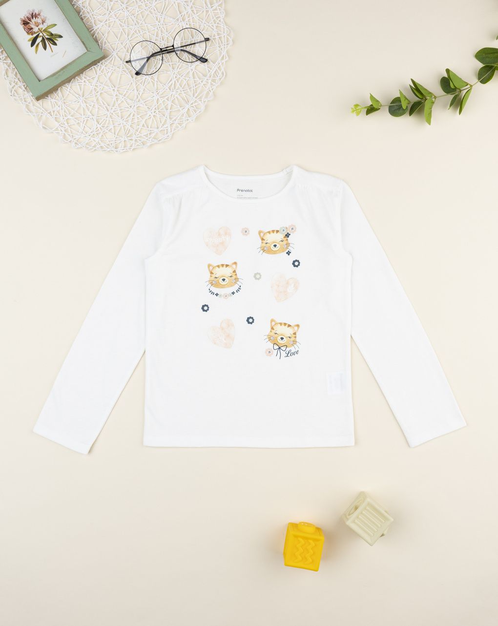 παιδική μπλούζα λευκή με τιγράκια για κορίτσι - Prénatal