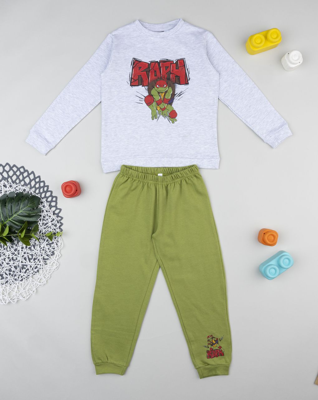 παιδική πιτζάμα γκρι/χακί ninja turtles για αγόρι