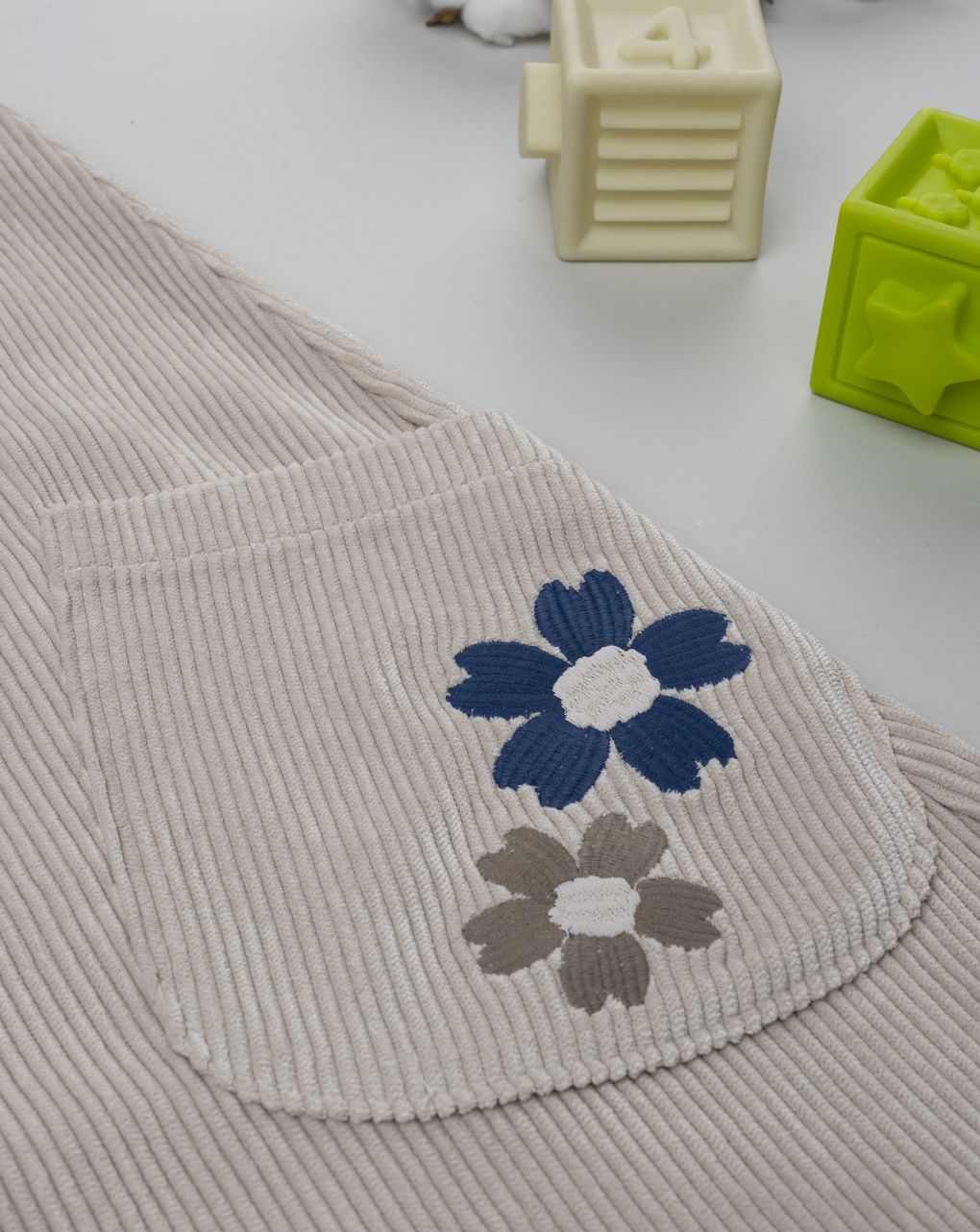 παιδική σαλοπέτα σενίλ μπεζ με λουλούδια για κορίτσι - Prénatal