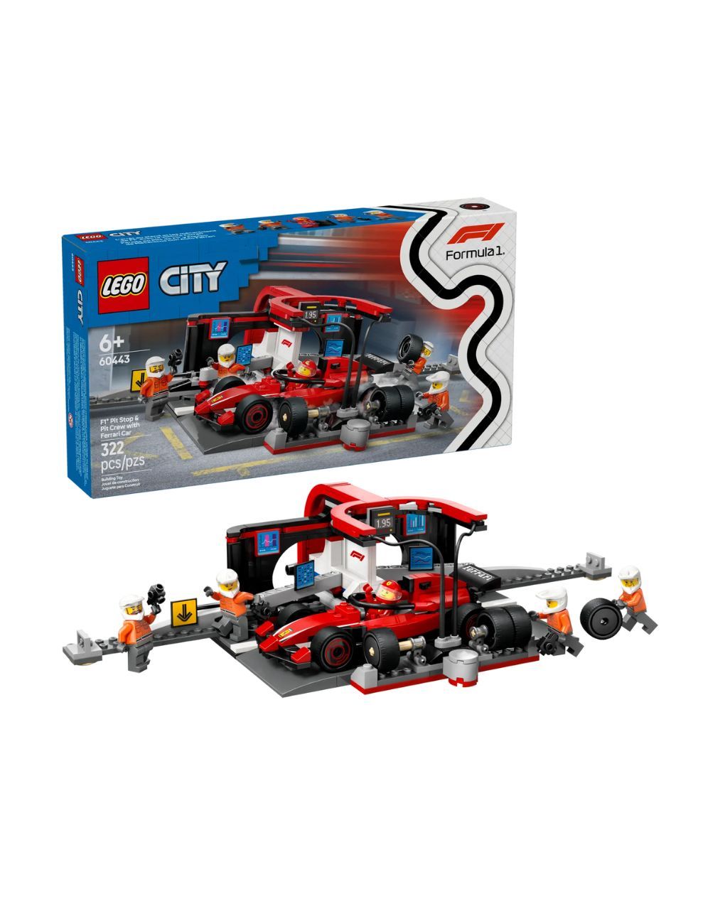Lego city f1 pit stop & pit crew with ferrari car 60443 - Lego
