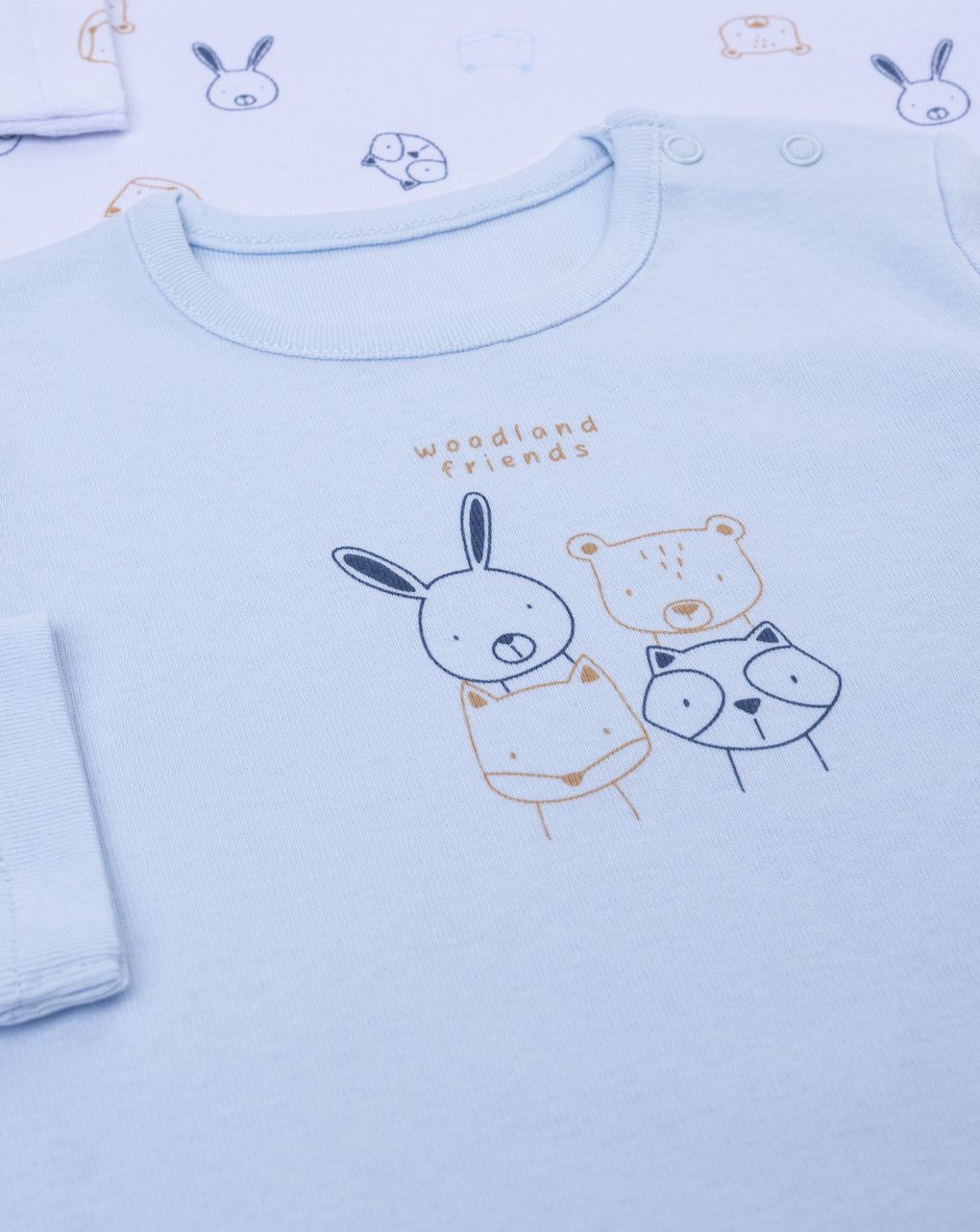 βρεφικά κορμάκια λευκό/γαλάζιο woodland friends για αγόρι - Prénatal