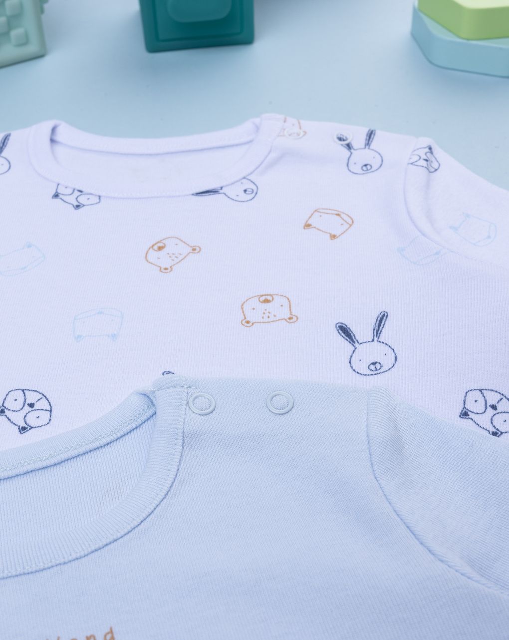 βρεφικά κορμάκια λευκό/γαλάζιο woodland friends για αγόρι - Prénatal