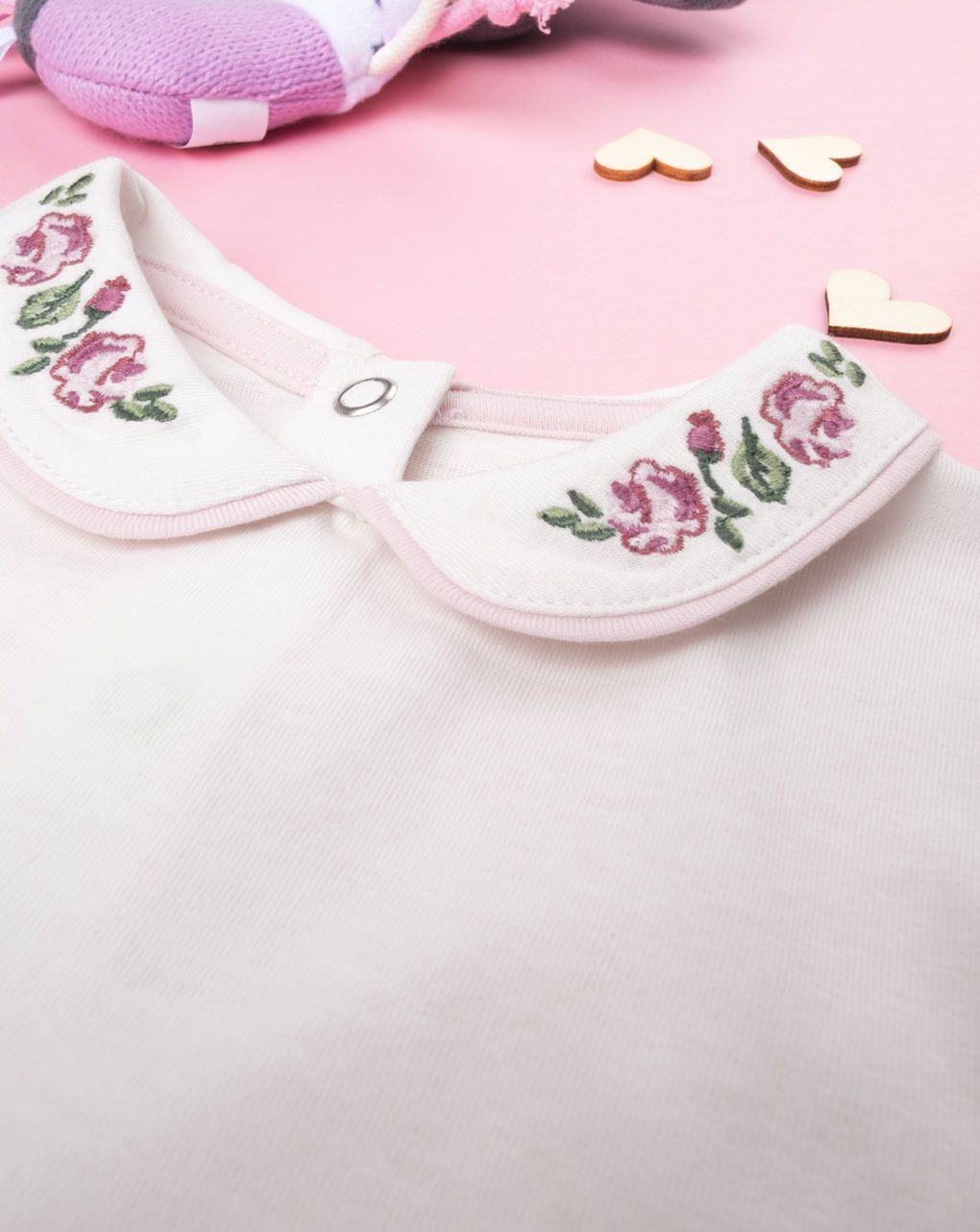 βρεφικό κορμάκι λευκό με λουλούδια για κορίτσι - Prénatal