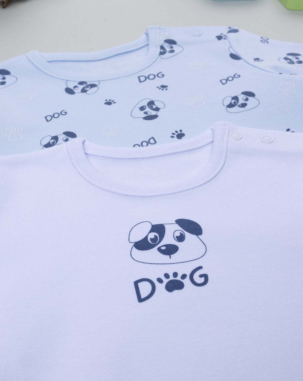 βρεφικά κορμάκια λευκό/γαλάζιο dog για αγόρι - Prénatal