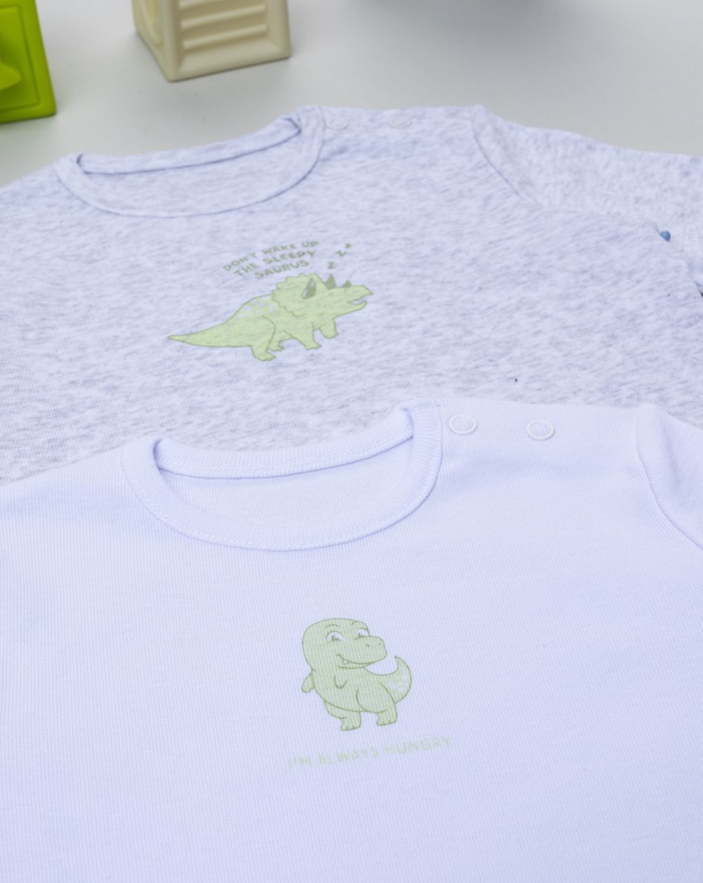 βρεφικά κορμάκια λευκό/γκρι dino για αγόρι - Prénatal