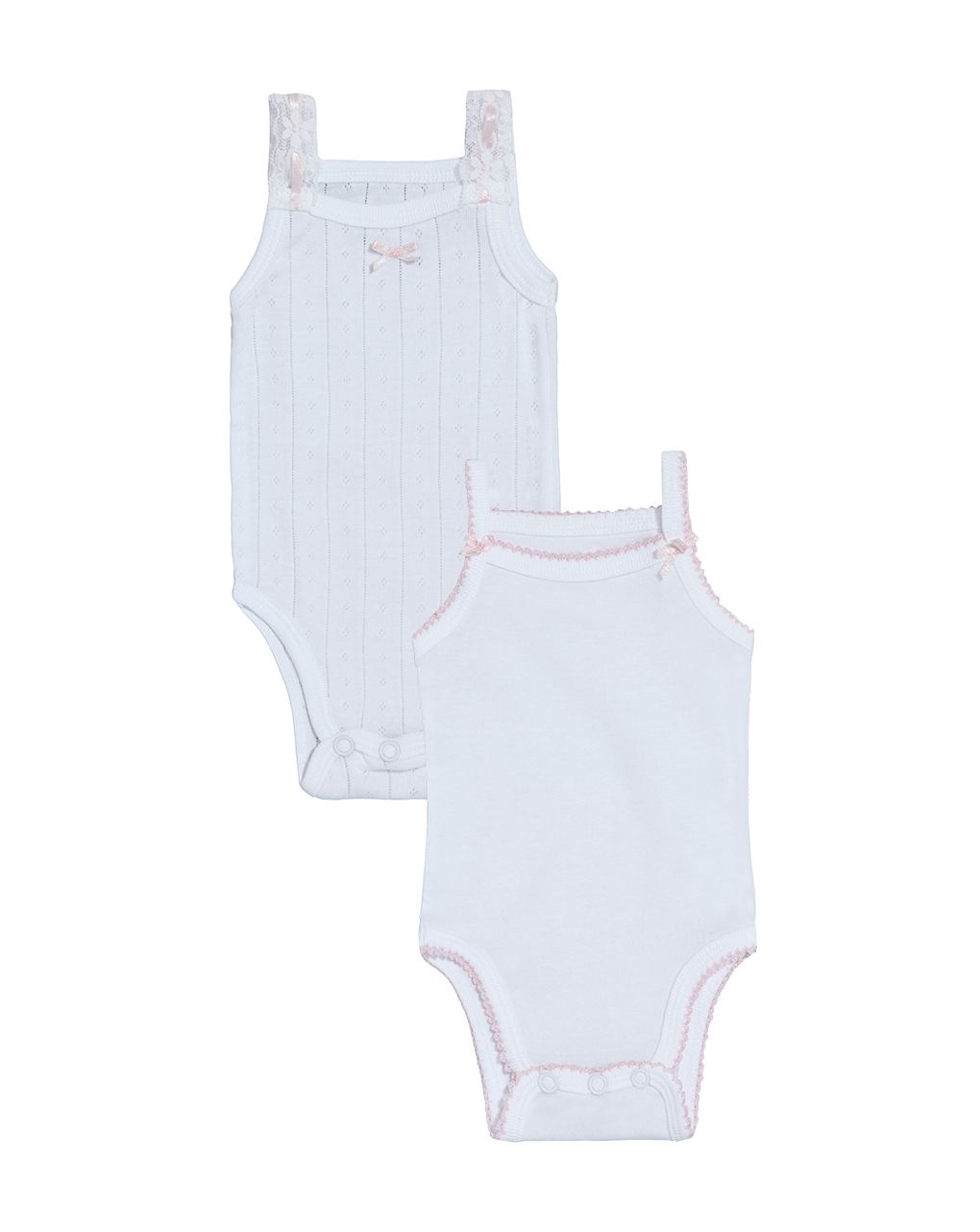 βρεφικά κορμάκια πακέτο x2 λευκά με δαντέλα για κορίτσι