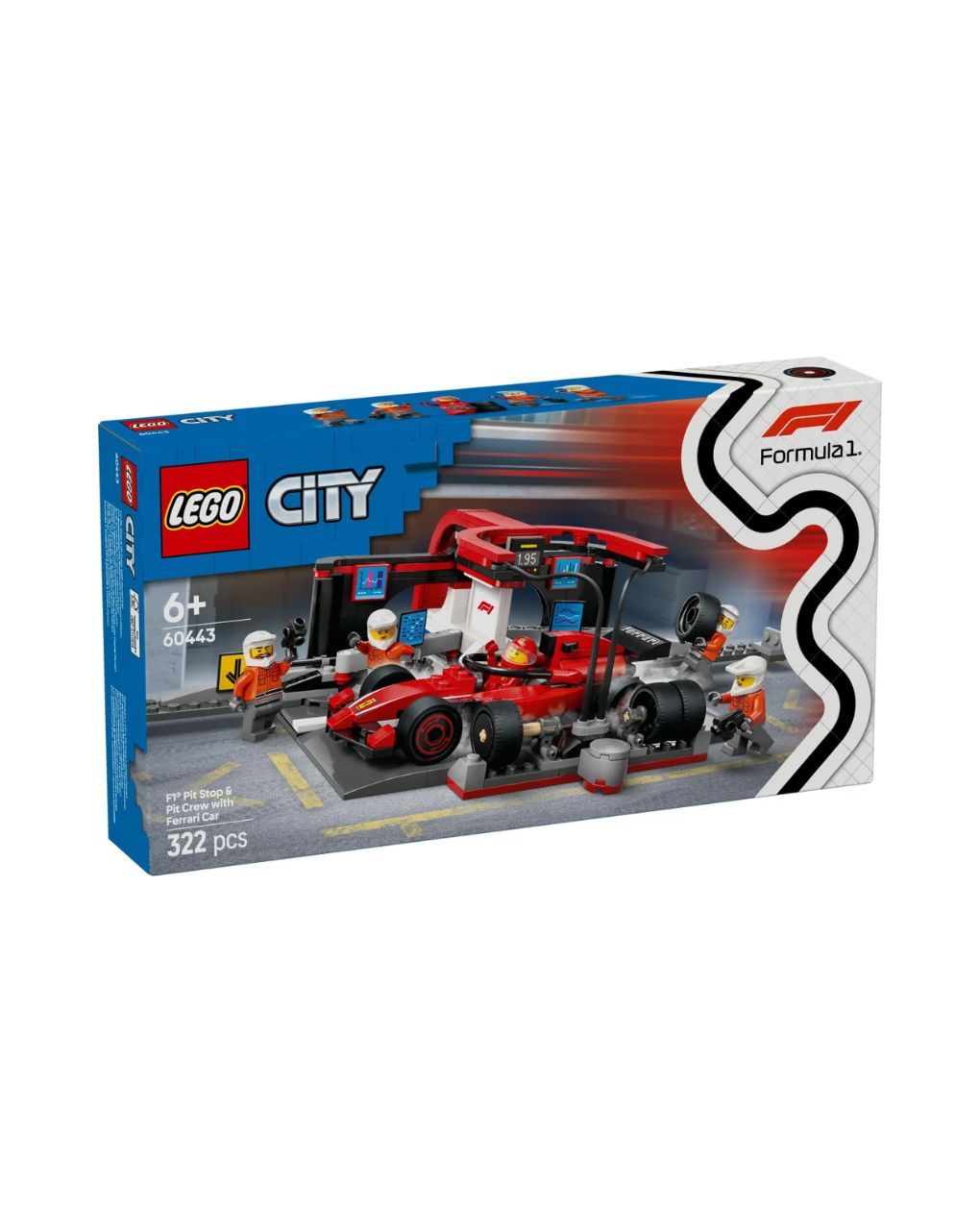 Lego city f1 pit stop & pit crew with ferrari car 60443
