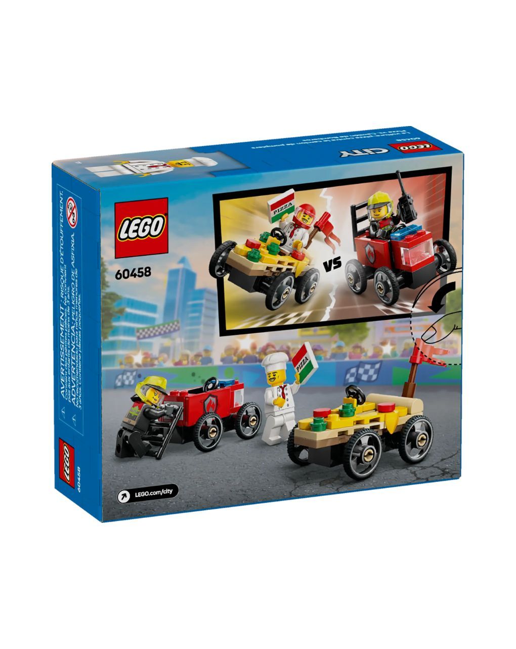 Lego city pizza vs. fire truck race car 60458 - Lego