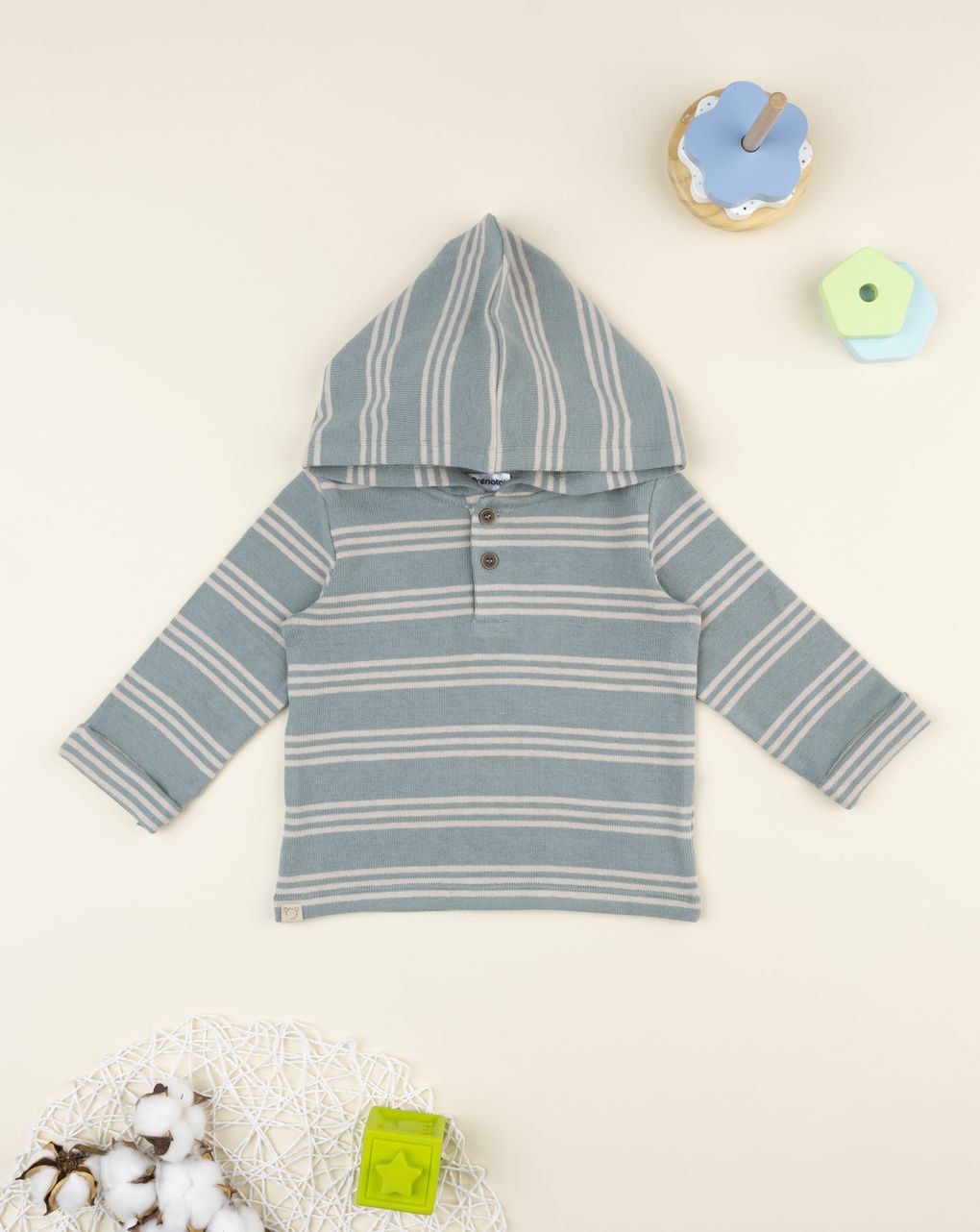 βρεφική μπλούζα πράσινη ριγέ για αγόρι - Prénatal