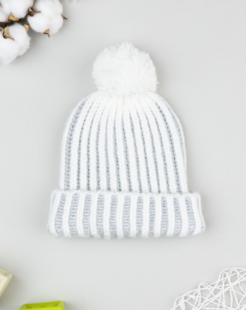 παιδικό σκουφάκι λευκό με lurex για κορίτσι