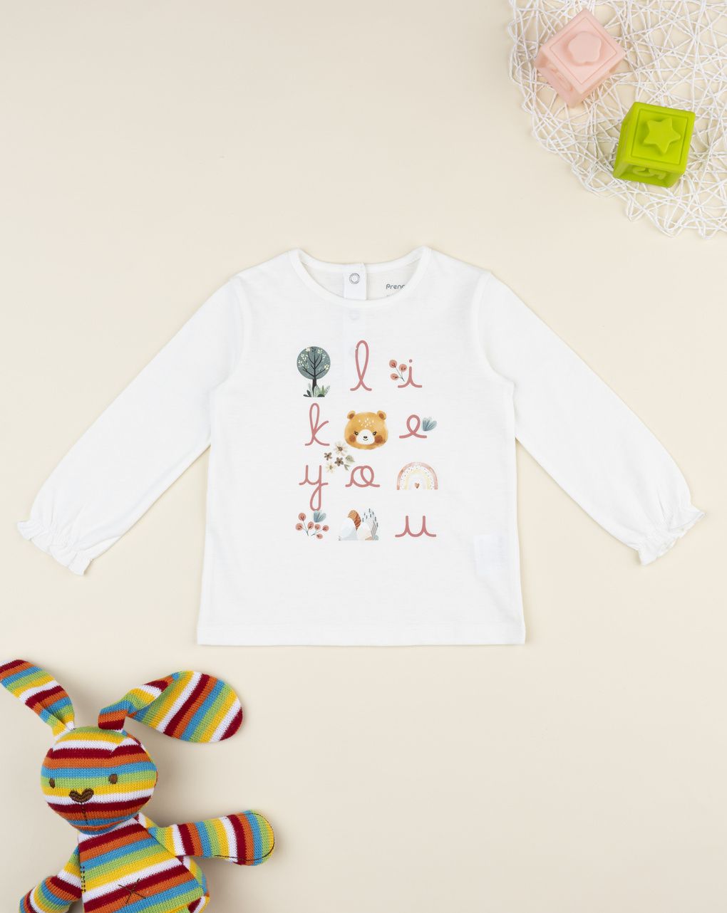 βρεφική μπλούζα λευκή wood για κορίτσι - Prénatal