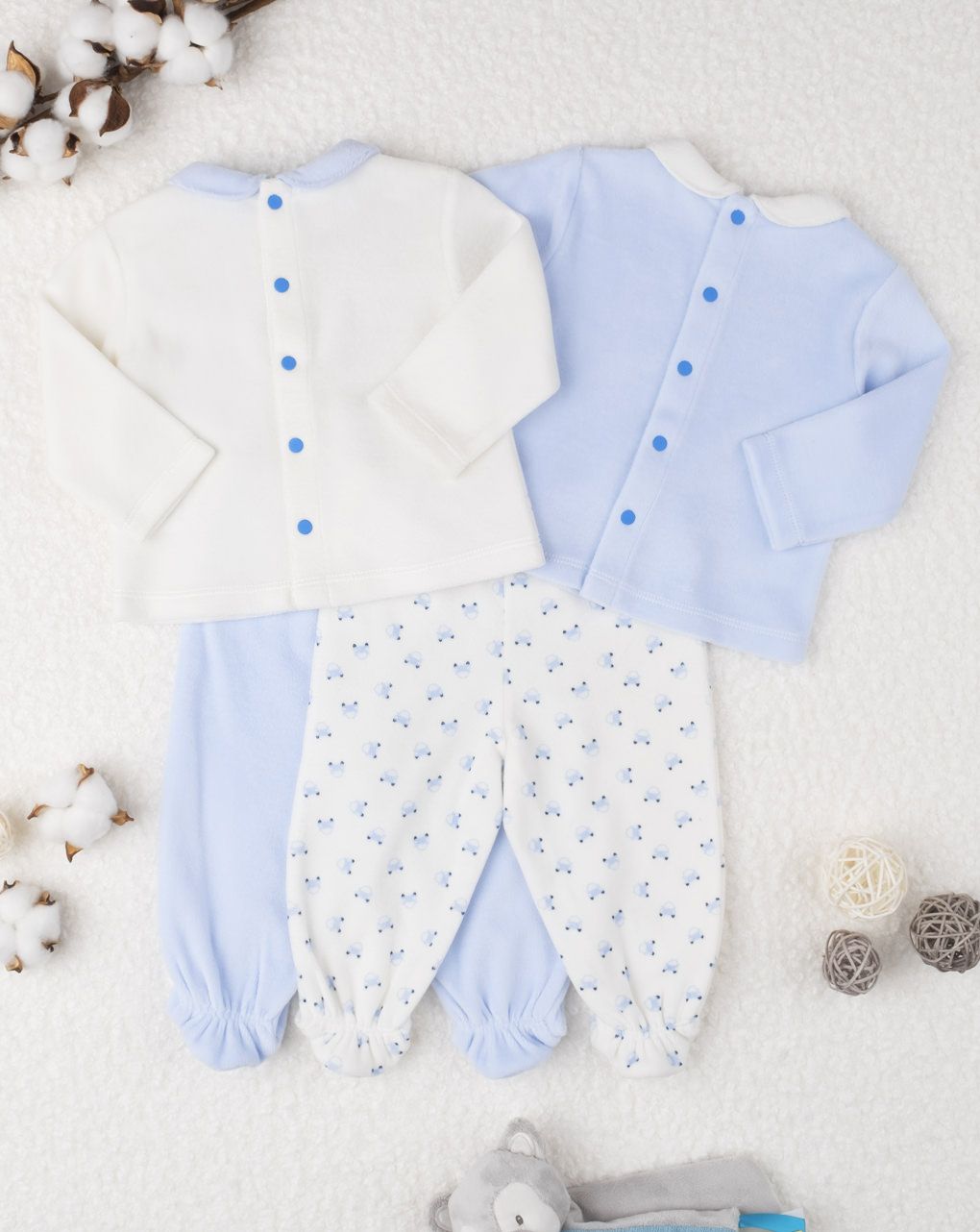 βρεφικά σετάκια σενίλ πακέτο x2 beep για αγόρι - Prénatal