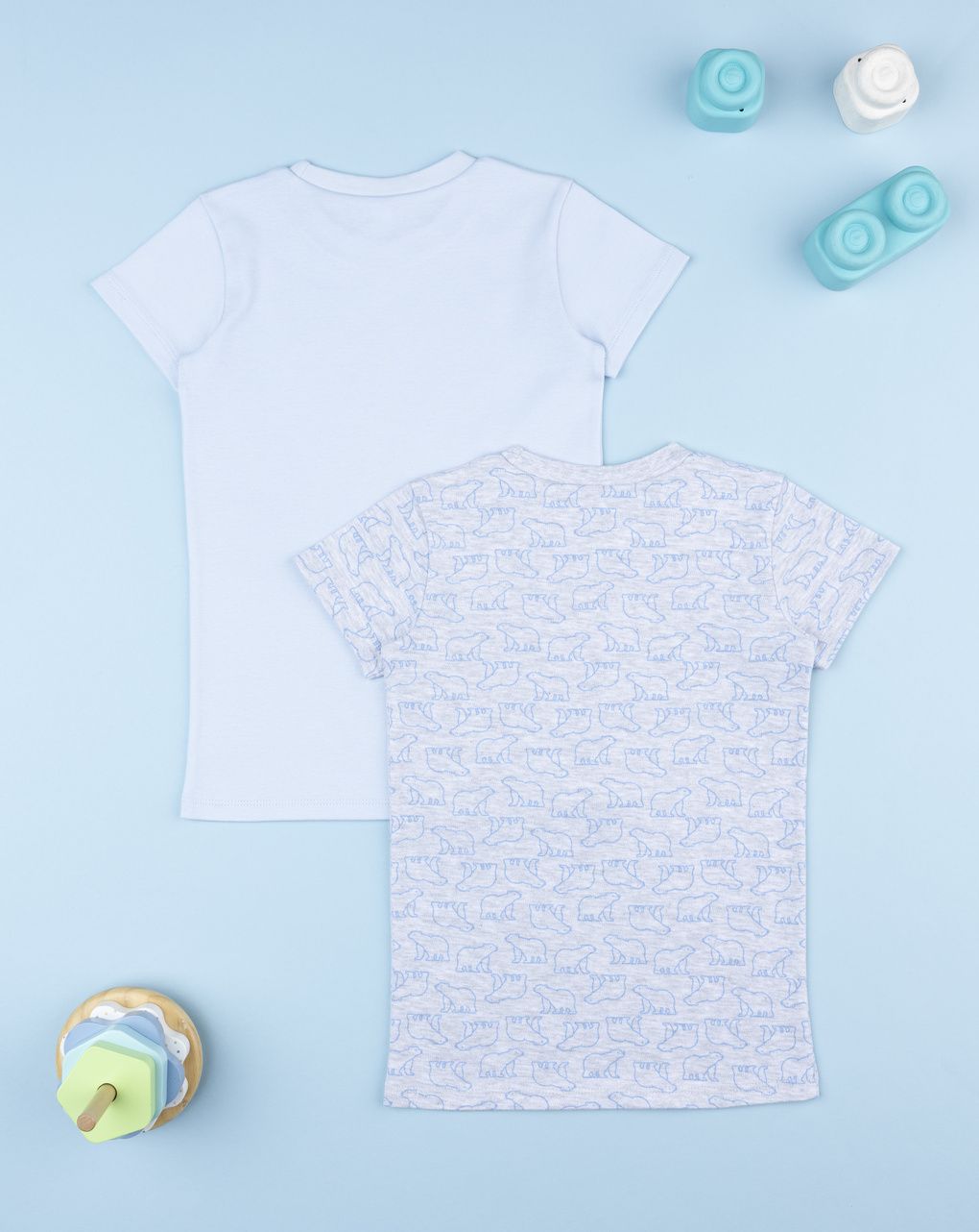 παιδικά φανελάκια γαλάζιο/γκρι με αρκούδες για αγόρι - Prénatal