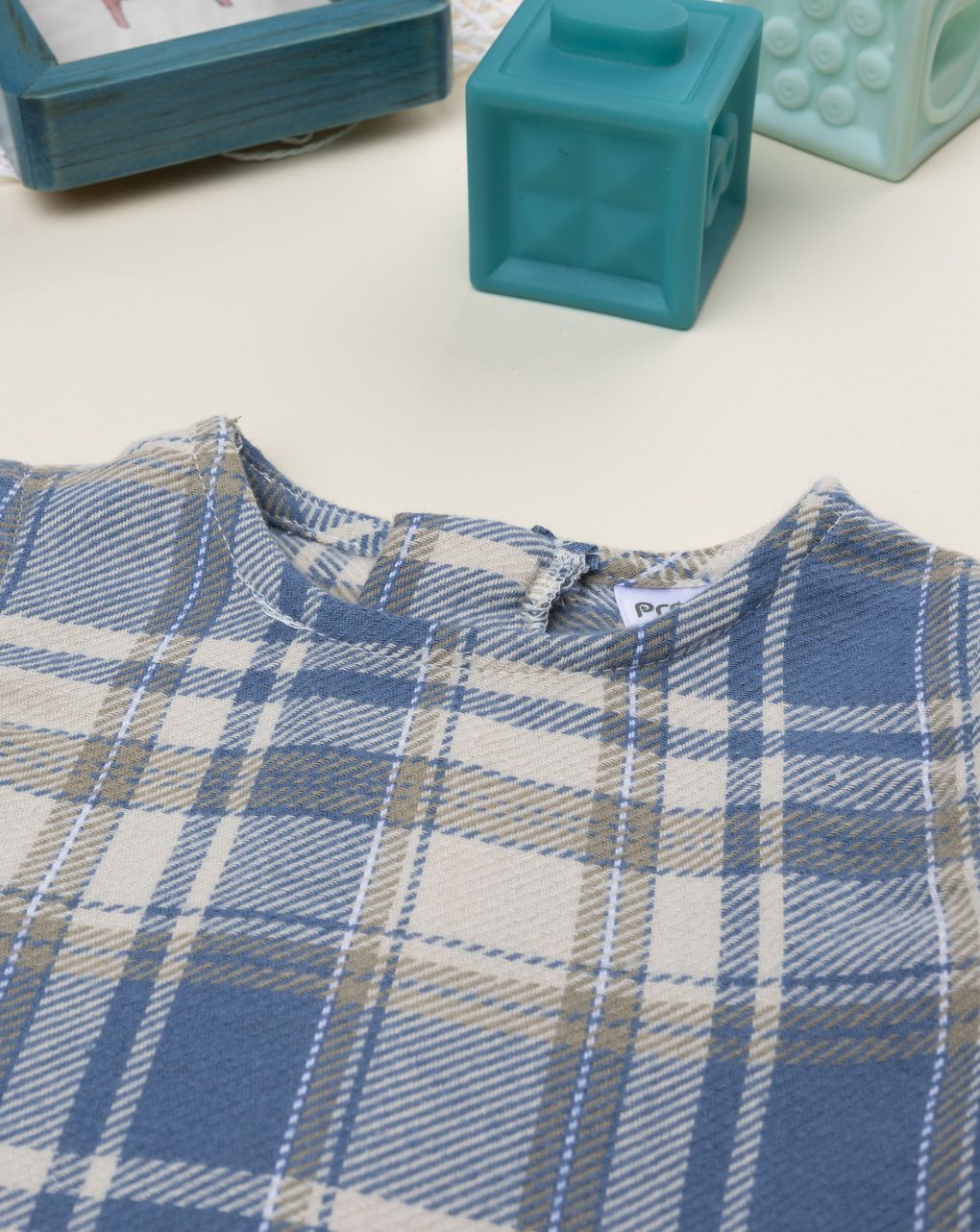 βρεφικό φόρεμα καρό μπλε/μπεζ για κορίτσι - Prénatal