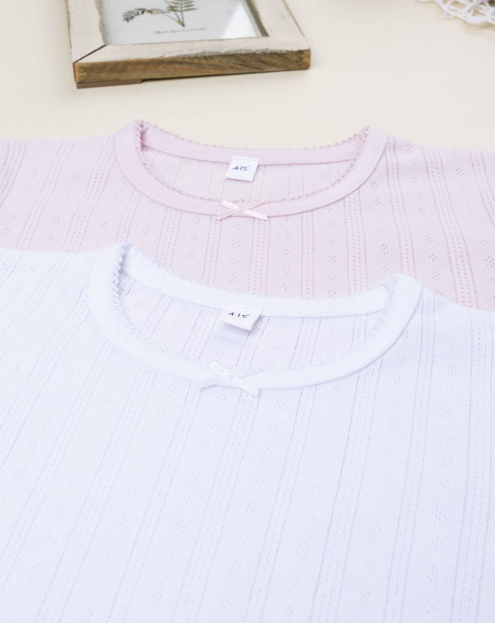 παιδικά φανελάκια λευκό/ροζ ριμπ για κορίτσι - Prénatal