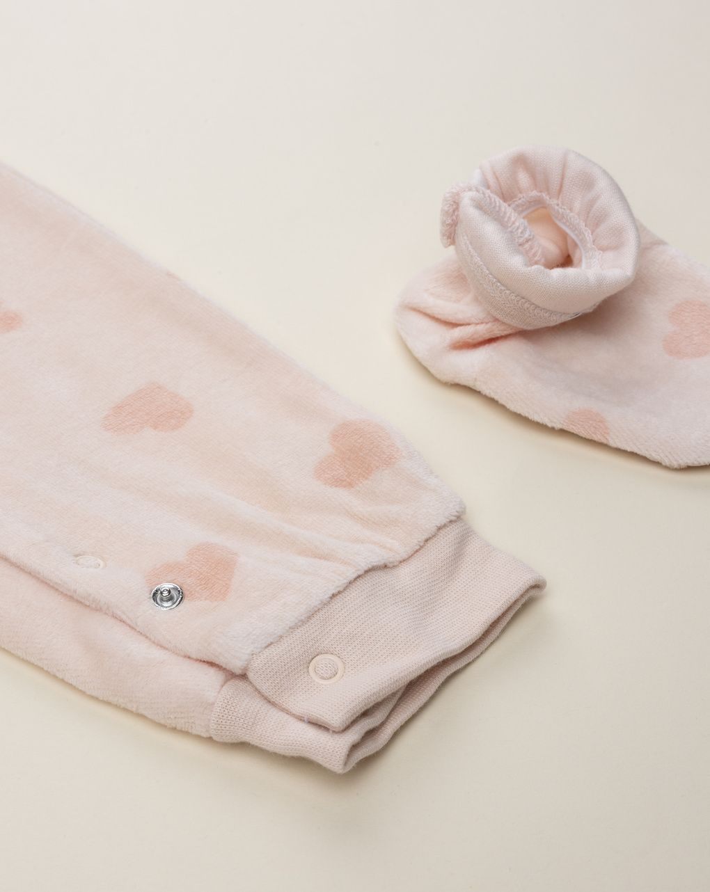 βρεφική πιτζάμα ολόσωμη σενίλ σομόν marie για κορίτσι - Prénatal