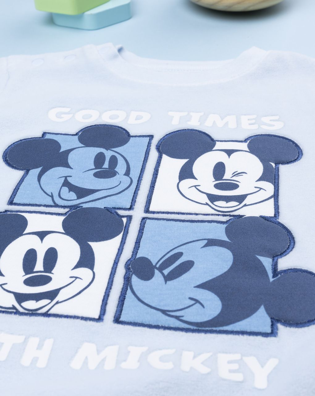 βρεφική πιτζάμα σενίλ γαλάζια mickey για αγόρι - Prénatal