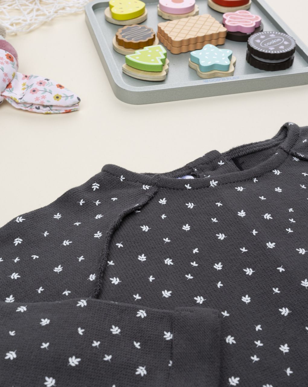 βρεφική μπλούζα γκρι με καρδούλες για κορίτσι - Prénatal