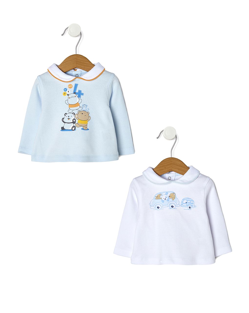 βρεφικά μπλουζάκια με ζωάκια πακέτο x2 για αγόρι