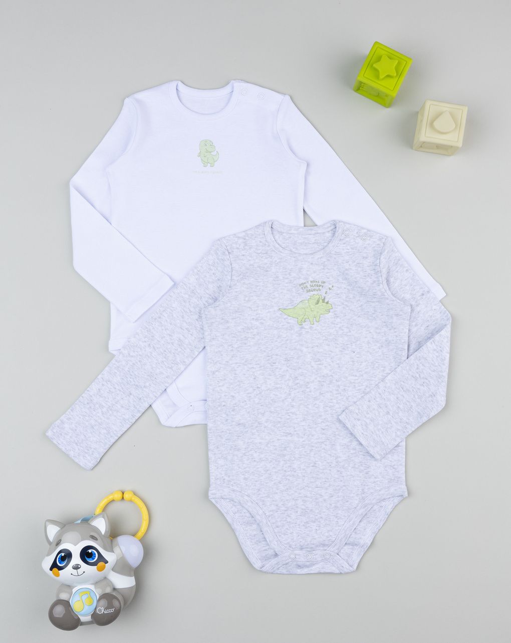 βρεφικά κορμάκια λευκό/γκρι dino για αγόρι
