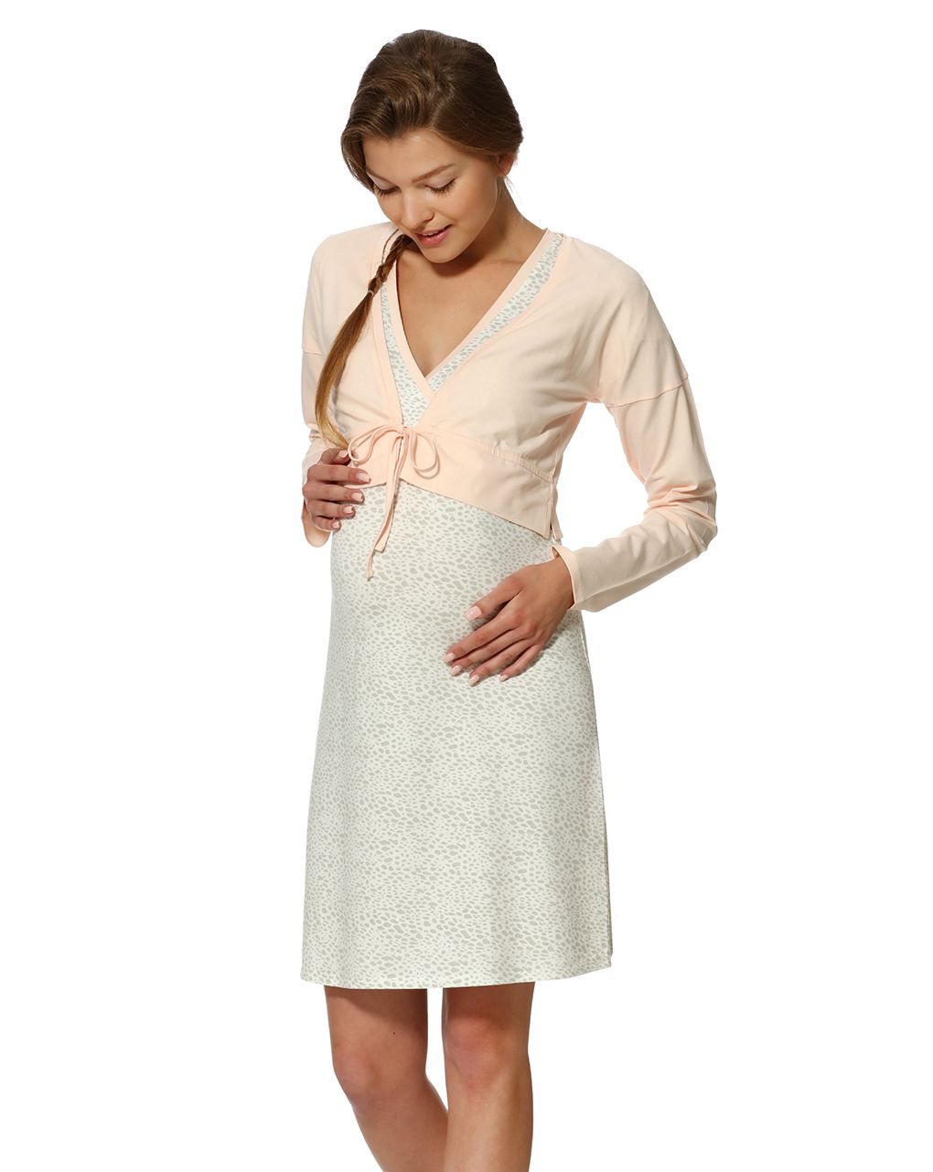 γυναικείο νυχτικό εγκυμοσύνης/θηλασμού animal print με μπολερό - Prénatal