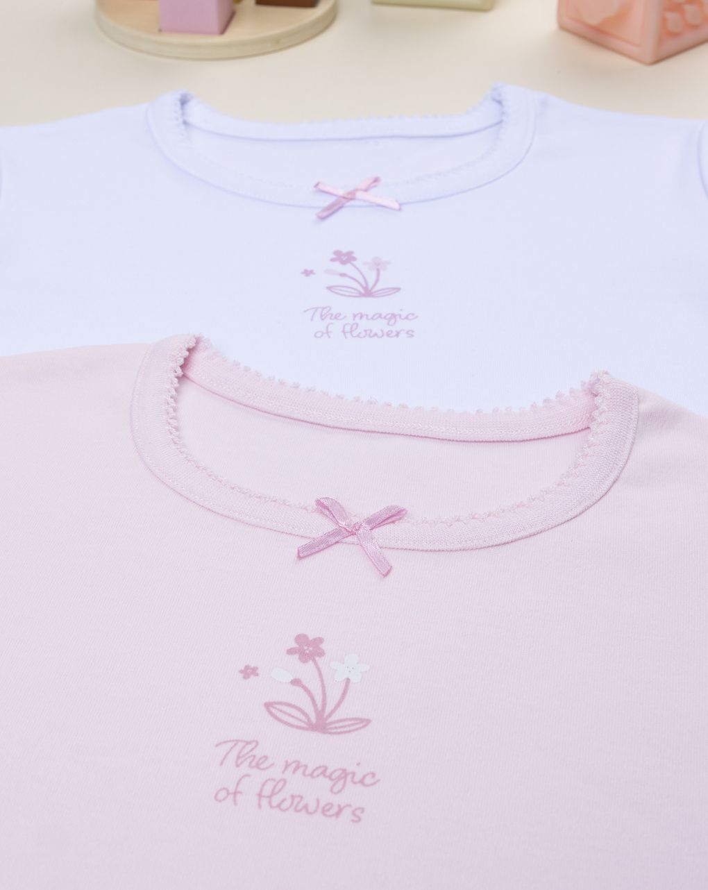 παιδικά φανελάκια λευκό/ροζ flowers για κορίτσι - Prénatal