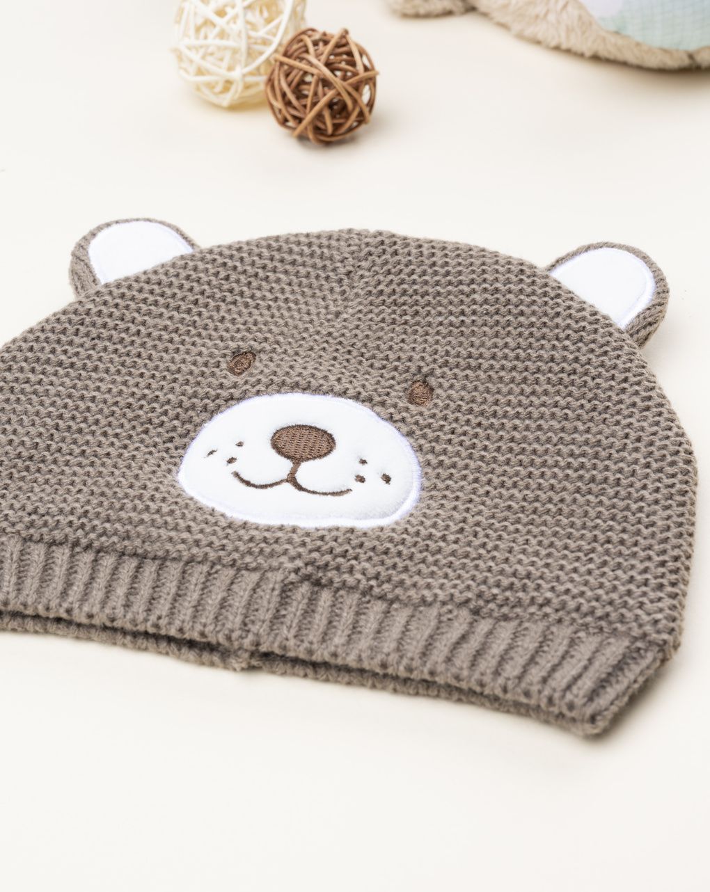 βρεφικό σκουφάκι καφέ με αρκουδάκι για αγόρι - Prénatal