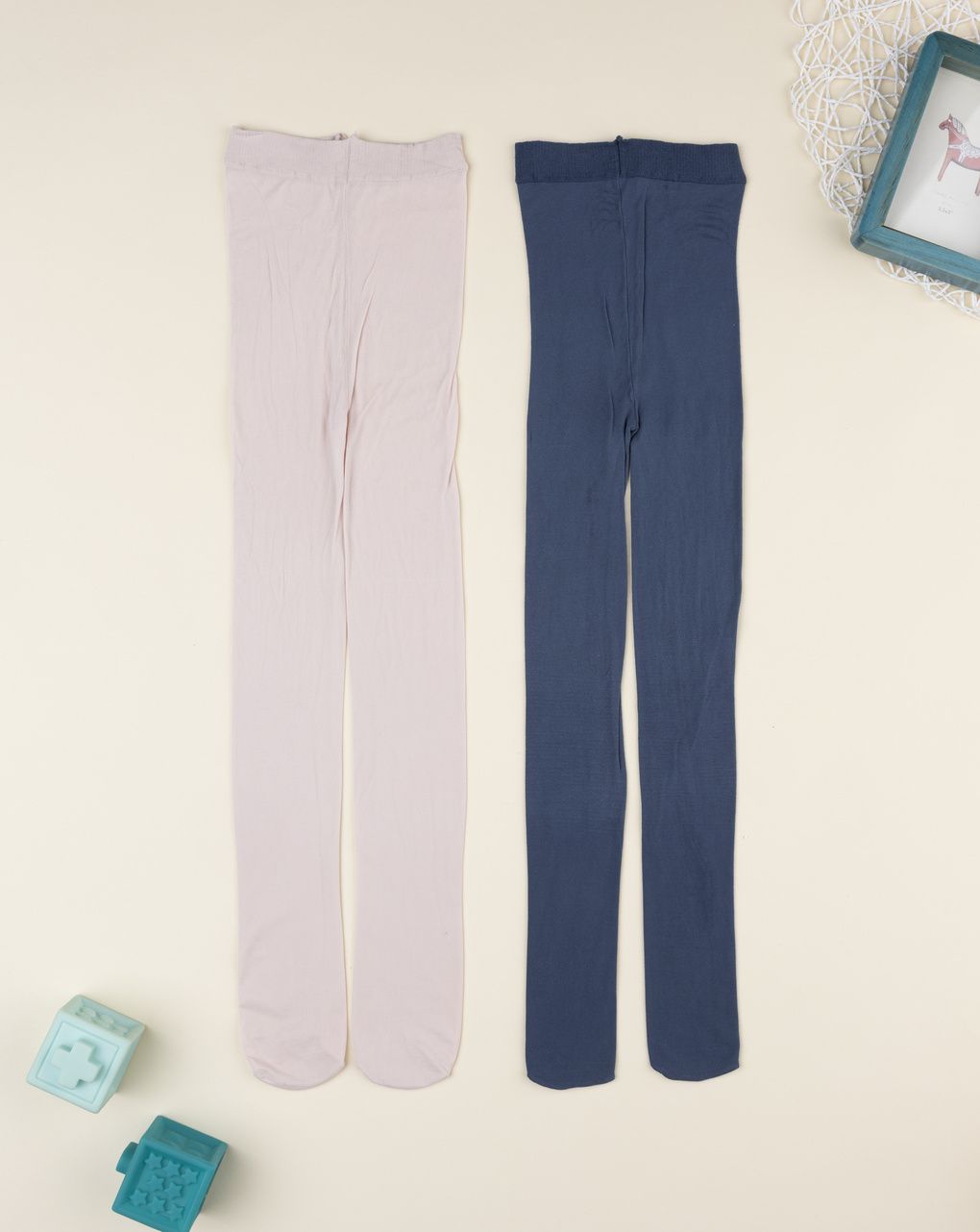παιδικά καλσόν ροζ/μπλε πακέτο x2 για κορίτσι