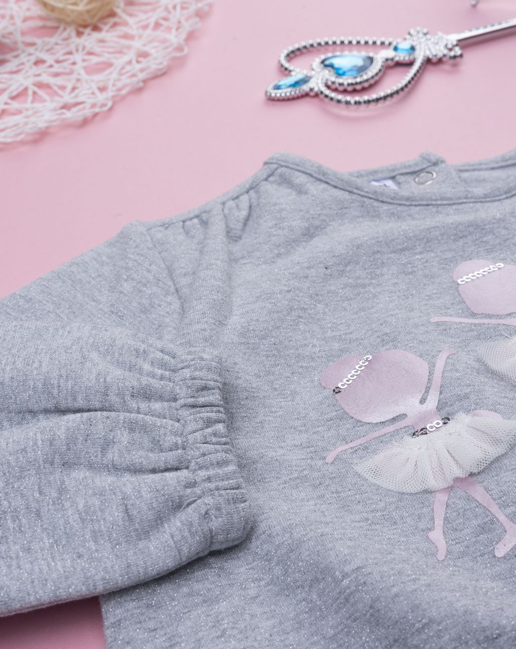 βρεφική μπλούζα φούτερ γκρι dance για κορίτσι - Prénatal