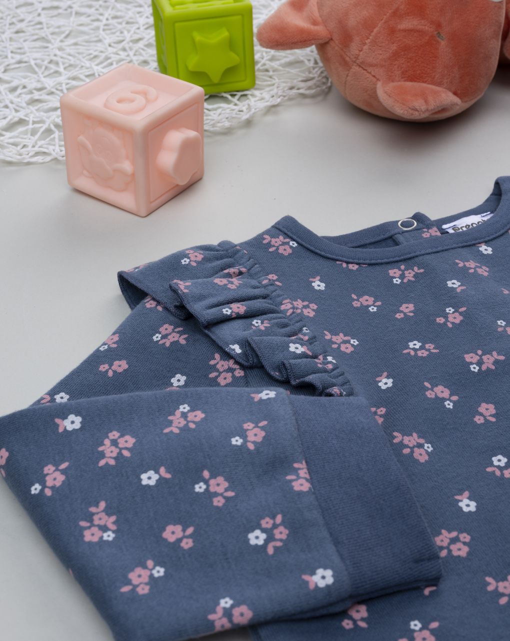 βρεφικό σετ μπλούζα φούτερ και φόρμα με λουλούδια για κορίτσι - Prénatal