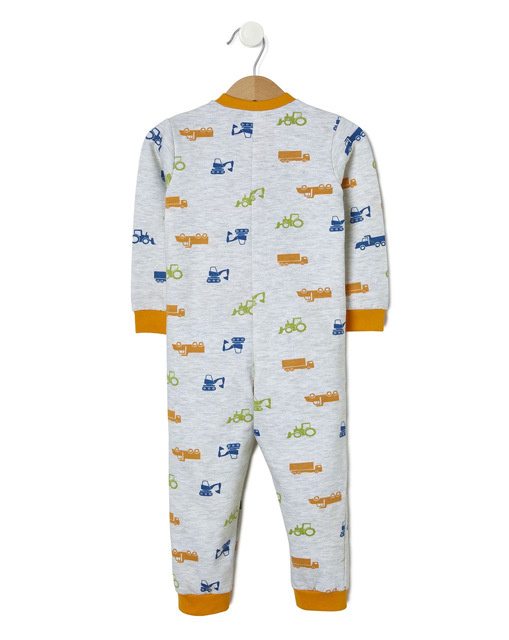 βρεφική ολόσωμη πιτζάμα γκρι με φορτηγά για αγόρι - Prénatal