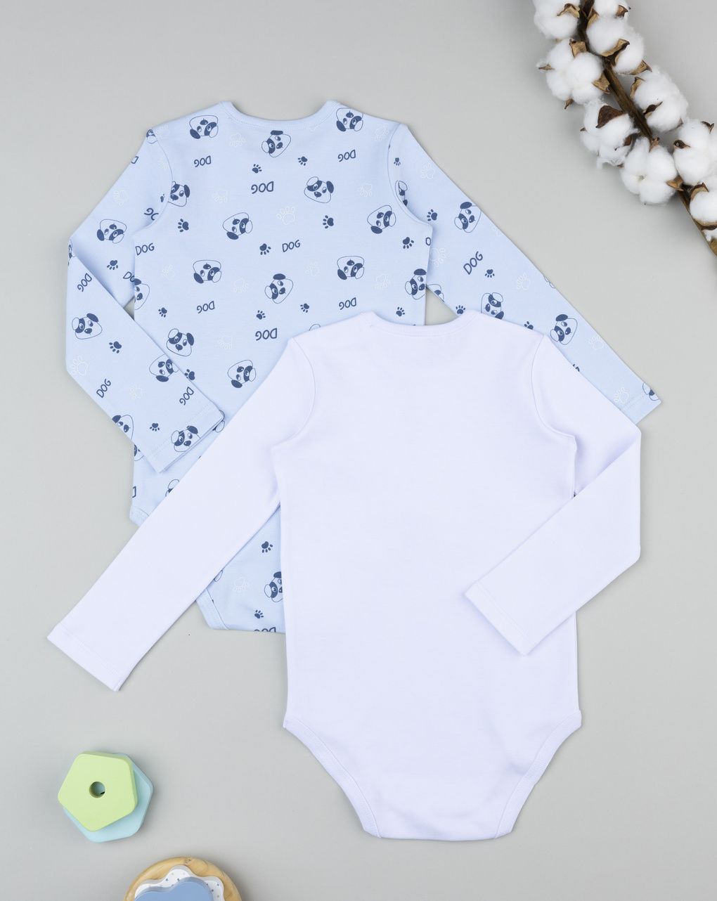 βρεφικά κορμάκια λευκό/γαλάζιο dog για αγόρι - Prénatal