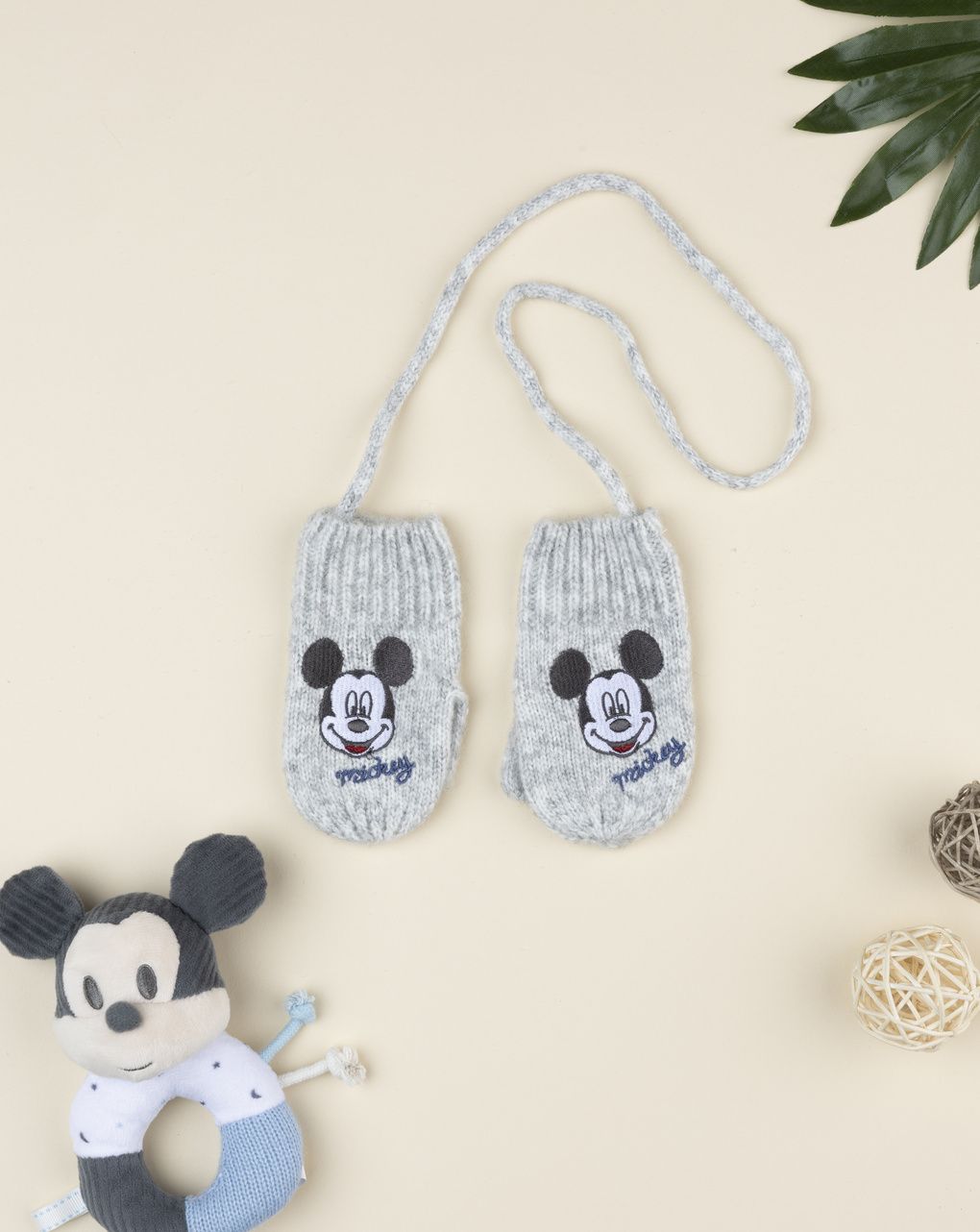 βρεφικά γαντάκια χουφτίτσες γκρι mickey για αγόρι - Prénatal