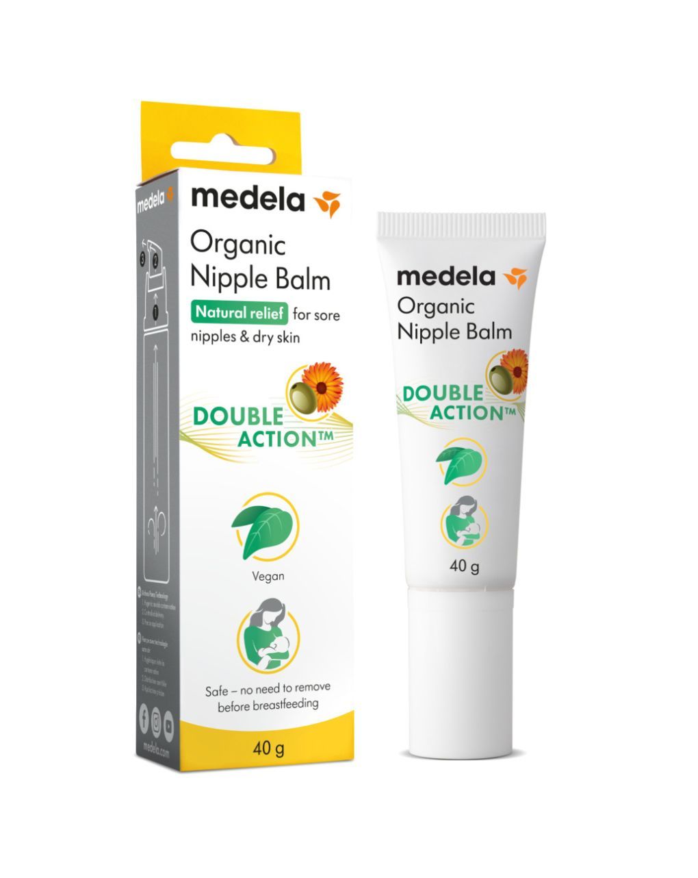 Medela σετ κρέμα βιολογική (βάλσαμο) θηλών 40gr και λάδι βιολογικό για μασάζ στήθους 50ml vegan - Medela