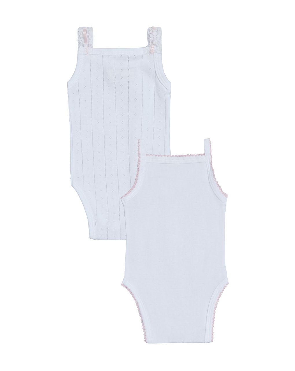 βρεφικά κορμάκια πακέτο x2 λευκά με δαντέλα για κορίτσι - Prénatal