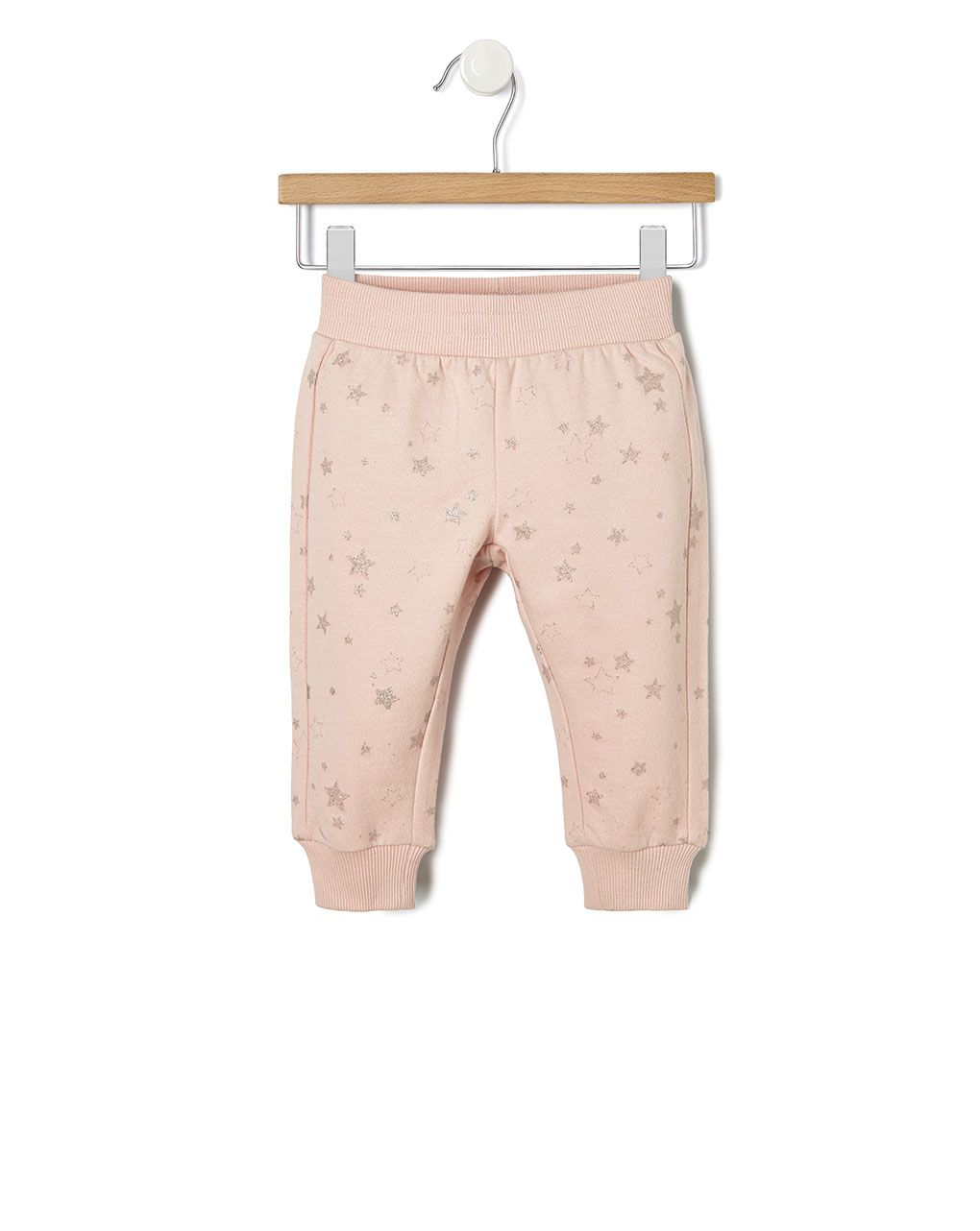 βρεφικό παντελόνι φούτερ ροζ με αστεράκια για κορίτσι