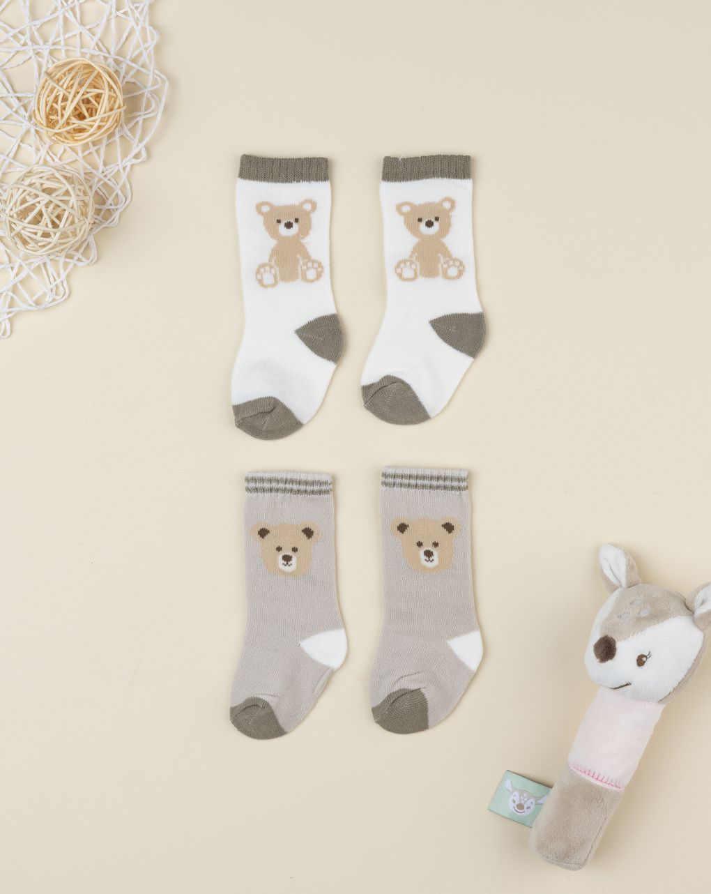 βρεφικά καλτσάκια με αρκουδάκια πακέτο x2 για αγόρι - Prénatal