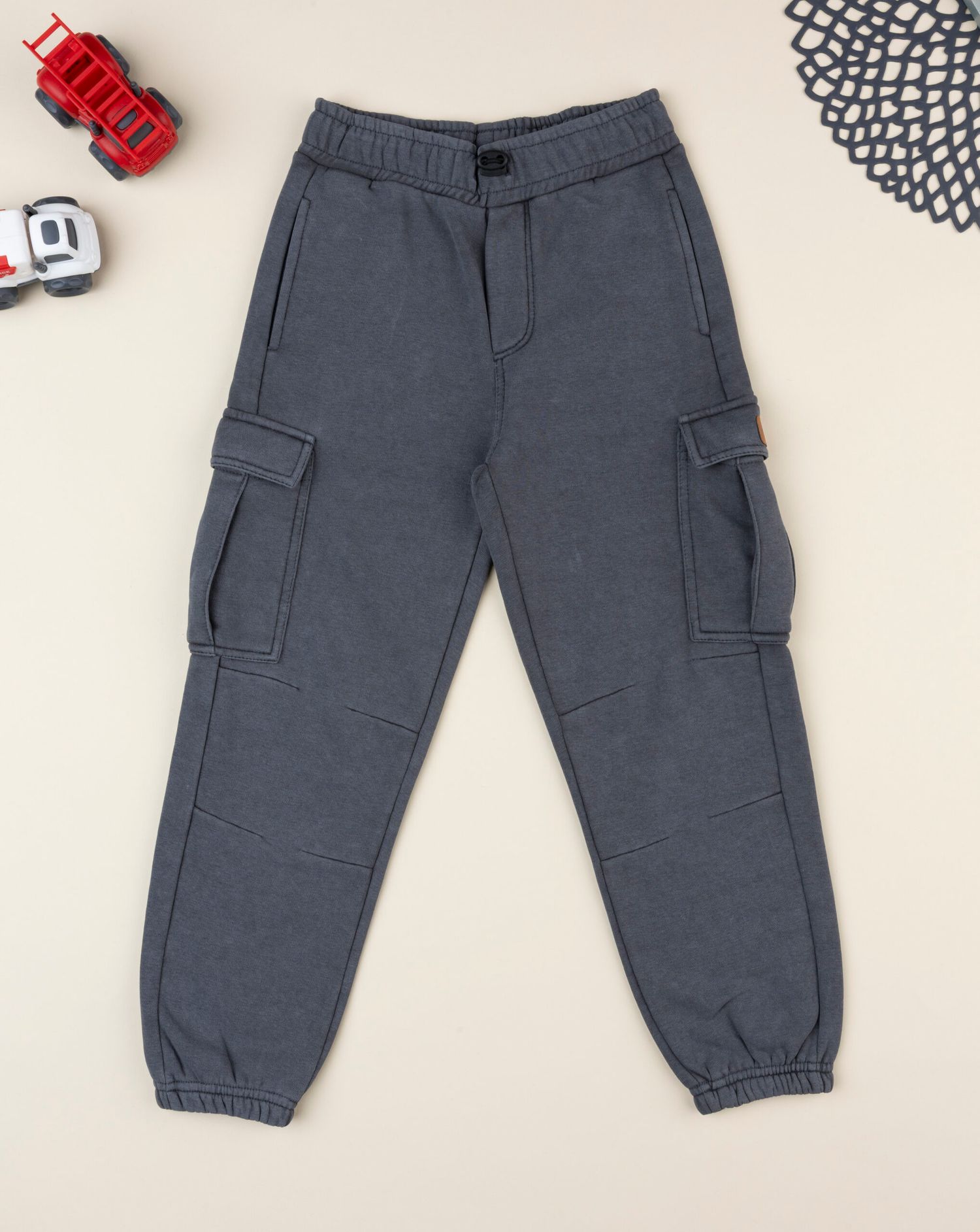 παιδικό παντελόνι φόρμας cargo ανθρακί dino για αγόρι - Prénatal