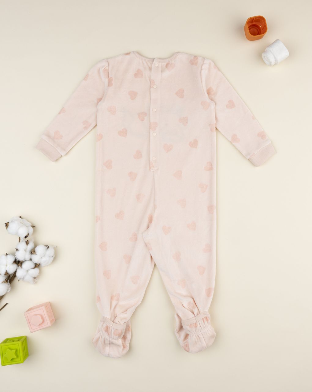 βρεφική πιτζάμα ολόσωμη σενίλ σομόν marie για κορίτσι - Prénatal