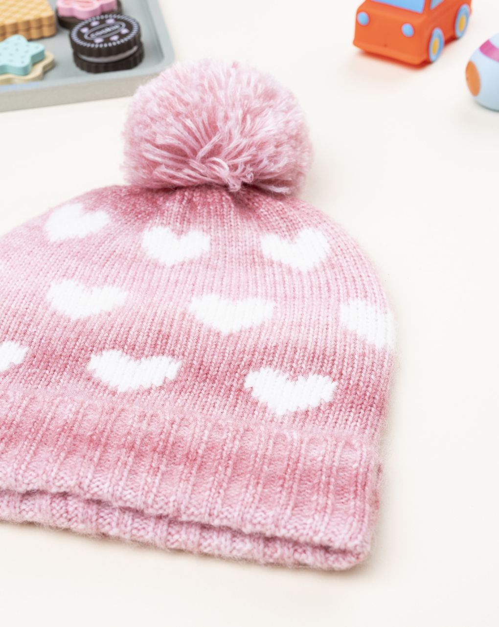 παιδικό σκουφάκι ροζ με καρδούλες για κορίτσι - Prénatal