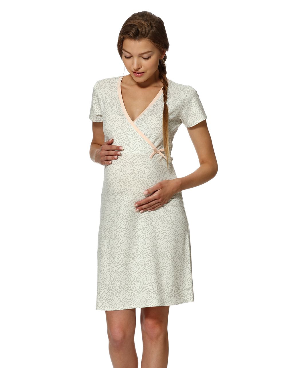 γυναικείο νυχτικό εγκυμοσύνης/θηλασμού animal print με μπολερό - Prénatal