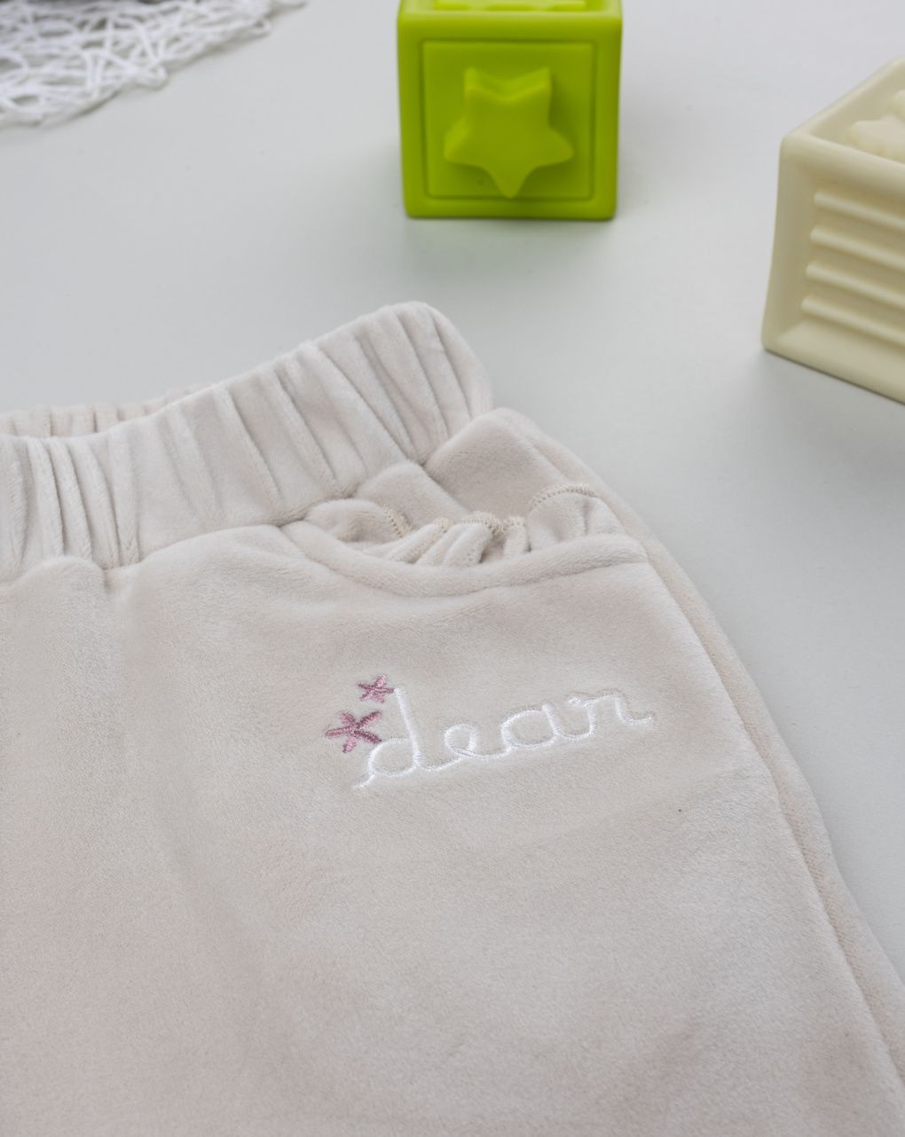 βρεφικό παντελόνι φόρμας σενίλ μπεζ dear για κορίτσι - Prénatal