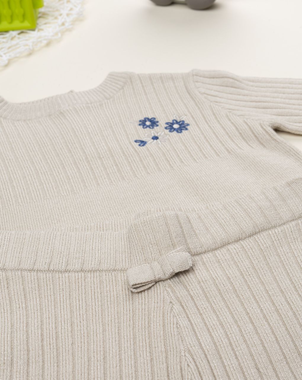 βρεφικό σετ μπλούζα και κολάν μπεζ με λουλούδια για κορίτσι - Prénatal