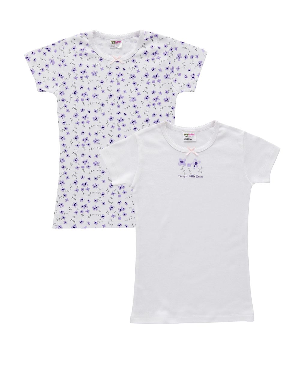παιδικά φανελάκια με λουλούδια πακέτο x2 για κορίτσι - Prénatal
