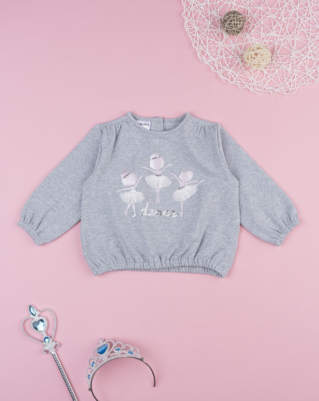 βρεφική μπλούζα φούτερ γκρι dance για κορίτσι