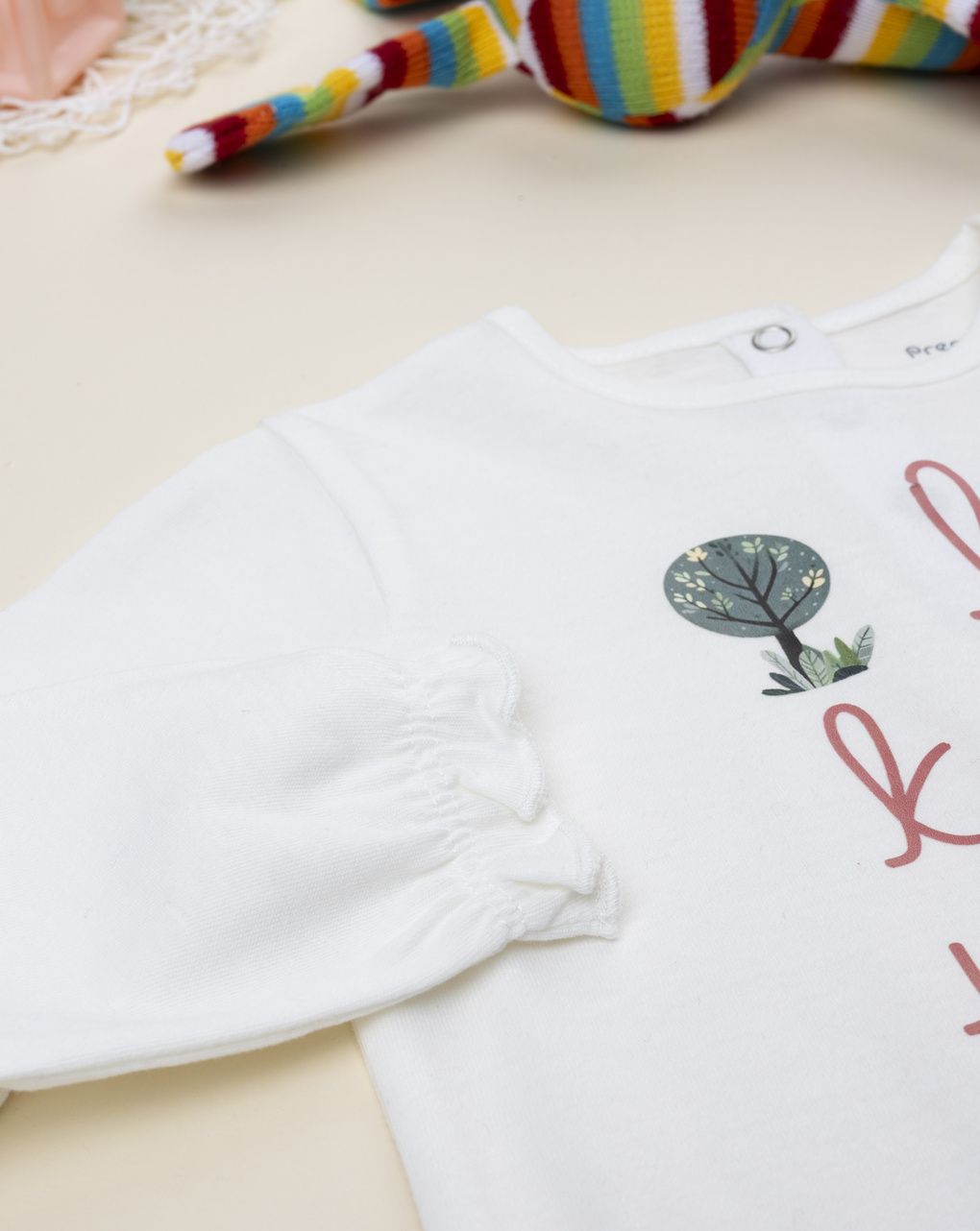 βρεφική μπλούζα λευκή wood για κορίτσι - Prénatal