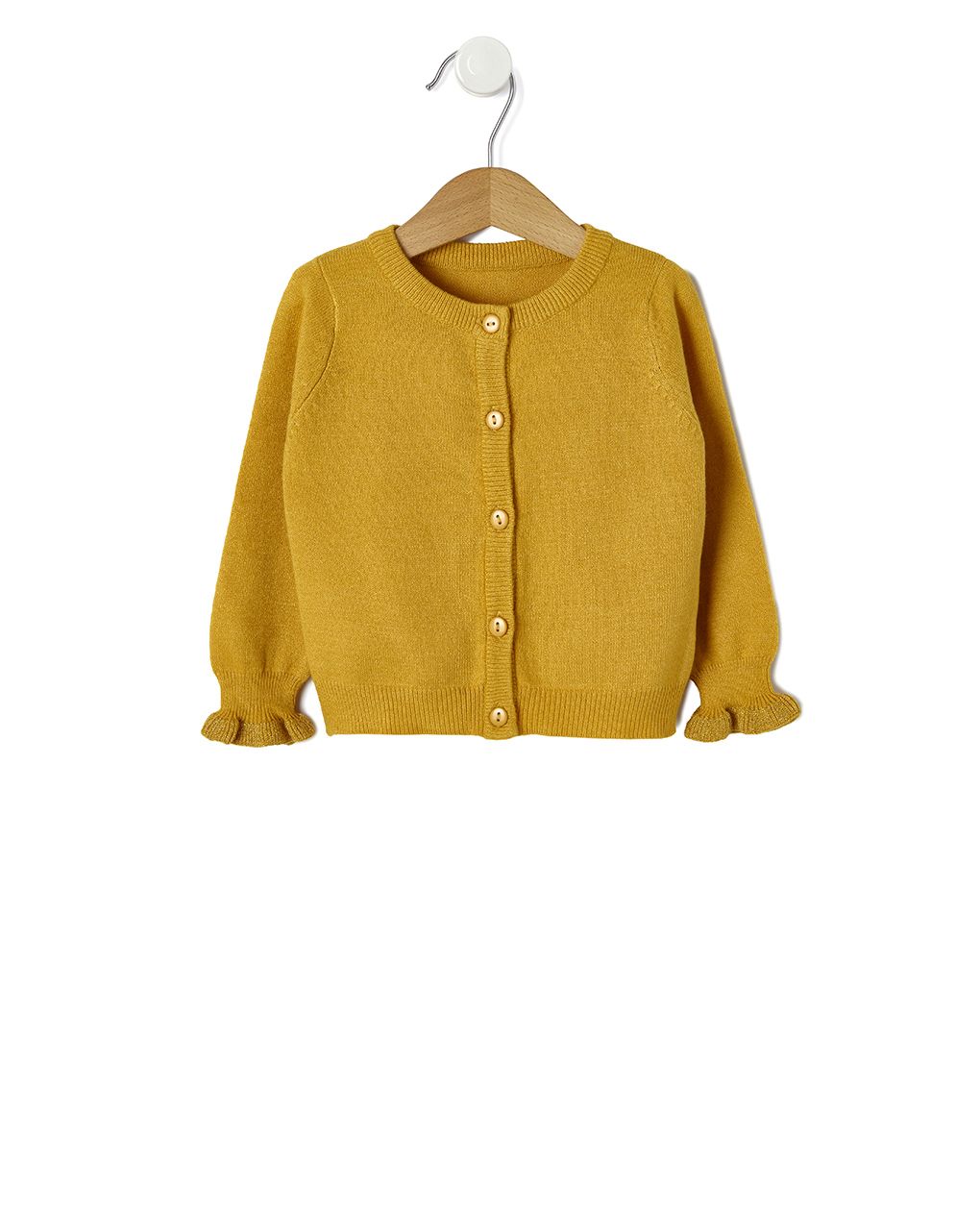 βρεφική πλεκτή ζακέτα κίτρινη για κορίτσι