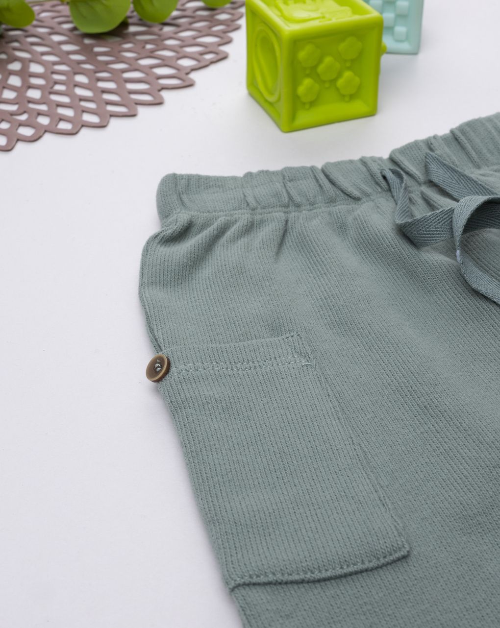 βρεφικό παντελόνι φόρμας λαδί με τσέπες για αγόρι - Prénatal