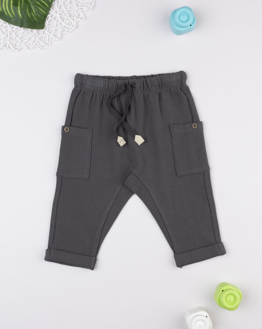 βρεφικό παντελόνι φόρμας γκρι με τσέπες για αγόρι