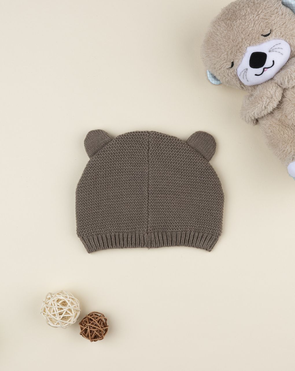 βρεφικό σκουφάκι καφέ με αρκουδάκι για αγόρι - Prénatal